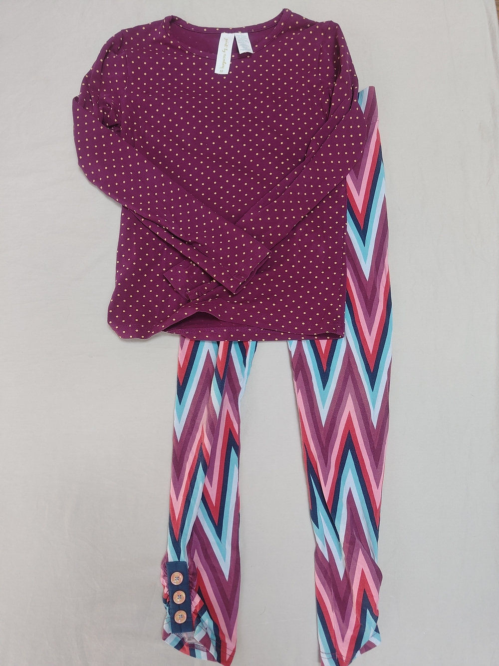 Matilda Jane Paint By Numbers Outfit W/ ABBA Chevron Leggings And Polka Dot Top